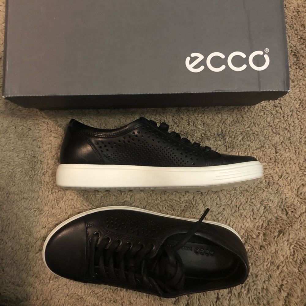 Ecco Soft 7 laser cut black sneakers